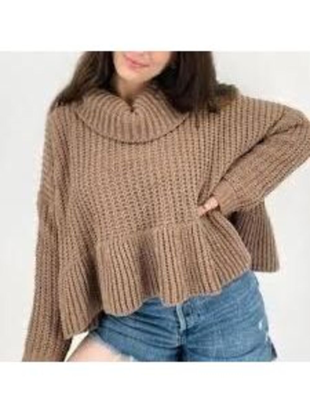 79B POL brown chunky knit sweater